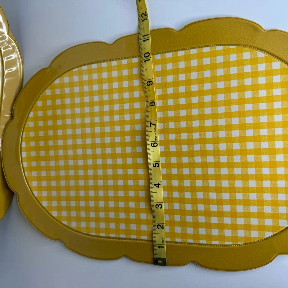 Ronaldi‎ Yellow Gingham Placemats and Patchwork Fabric Napkin 8 Place Settings